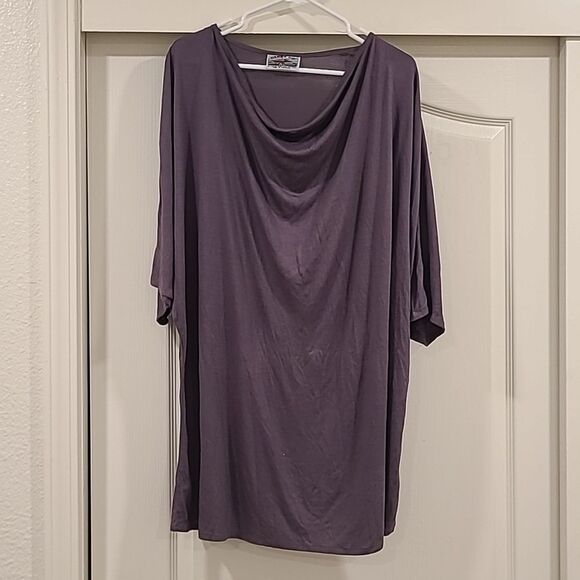 Tienda Ho Lagenlook Purple Bat Wing Sleeve Cowl Neck Top fall oversized tunic - Picture 1 of 8